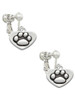Paw in Heart Clip On Earrings