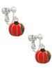 Small Pumpkin With Lines Clip On Earrings