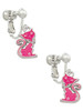 Hot Pink Glitter Cat Clip On Earrings