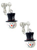 Resin Snowman Head with Top Hat Clip On Earrings