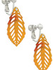 Acrylic Medium Leaf Orange Mixed Brown and Yellow Clip On Earrings