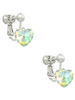 Clear AB Crystal Heart Clip On Earrings