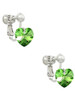 Lime Green Crystal Heart Clip On Earrings