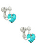 Teal Crystal Heart Clip On Earrings