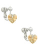 Gold Tone Crystal Heart Clip On Earrings