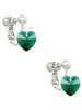 Green Crystal Heart Clip On Earrings