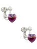 Purple Crystal Heart Clip On Earrings