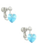 Hot Blue Crystal Heart Clip On Earrings