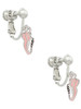Mini Pink Running Shoe Clip On Earrings