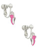 Mini Hot Pink Running Shoe Clip On Earrings
