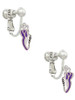 Mini Purple Running Shoe Clip On Earrings