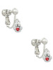 Mini Paw with Red Crystal Clip On Earrings