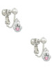 Mini Paw with Pink Crystal Clip On Earrings