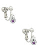 Mini Paw with Purple Crystal Clip On Earrings