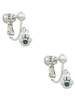 Mini Paw with Green Crystal Clip On Earrings