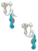 Hot Blue Seahorse - Clip On Earrings