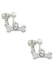 Dog Bone with Heart Clip On Earrings