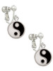 Enamel Yin and Yang Clip On Earrings