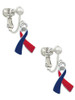 Red & Blue Awareness Ribbon Clip On Earrings