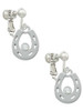 Horseshoe with Clear Crystal Clip On Earrings