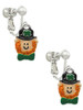 Small Leprechaun with Bow Tie Clip On Earrings