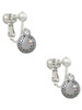 Mini Softball/Baseball with AB Crystal Clip On Earrings