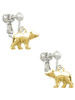 Gold Tone 3-D Bear Clip On Earrings
