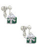 Small Green Enamel Present Clip On Earrings