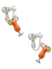 3-D Orange Tropical Drink Clip On Earrings