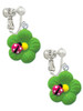 Resin Lime Green Daisy Flower with Hot Pink Ladybug Clip On Earrings