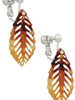 Acrylic Medium Leaf Mixed Brown and Yellow Clip On Earrings