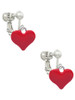 3-D Red Puffy Heart Clip On Earrings