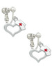 Open Heart with Nurse Hat Clip On Earrings