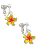 Yellow and Orange Plumeria Flower Clip On Earrings