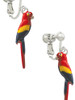 3-D Enamel Parrot Clip On Earrings