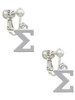 Large Greek Letter - Sigma - Clip On Earrings