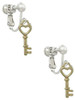Open Gold Tone Heart Key Clip On Earrings