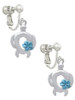 Open Sea Turtle with Blue Plumeria Clip On Earrings
