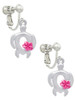 Open Sea Turtle with Hot Pink Plumeria Clip On Earrings