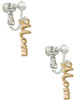 Small Gold Tone Mom Script Clip On Earrings