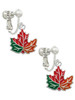 Large Orange Fall Leaf Clip On Earrings