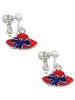 Red Hat With Purple Bow Clip On Earrings