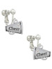 Cheer Megaphone with AB Crystal Clip On Earrings