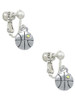 Small Basketball with a AB Crystal Clip On Earrings