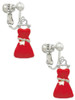 Red Dress Clip On Earrings