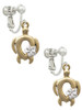 Open Gold Tone Sea Turtle with White Plumeria Clip On Earrings