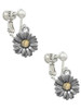 Two Tone Daisy Flower Clip On Earrings