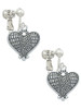 Antiqued Snake Print Heart Clip On Earrings