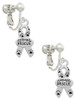 Small Paw Print Ribbon ''Animal Rescue'' Clip On Earrings