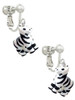 Resin Zebra Clip On Earrings